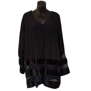 MSAS Black Button Up Top Size M NWT